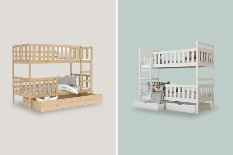 Divstāvu gultas no dabīgā koka